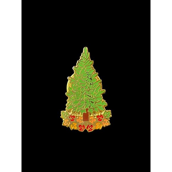 Vintage Gold Tone Tree and Autumn Fall Leaves Enamel Holiday Fashion Brooch Pin - Picture 1 of 4
